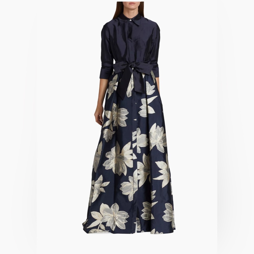 Teri Jon by Ricki Freeman Shirtwaist Floral Jacquard Gown 6- NEVER WORN - Picture 3 of 8